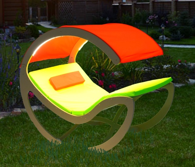 Кресло шезлонг-качалка Alex Garden со светодиодной подсветкой крыши
